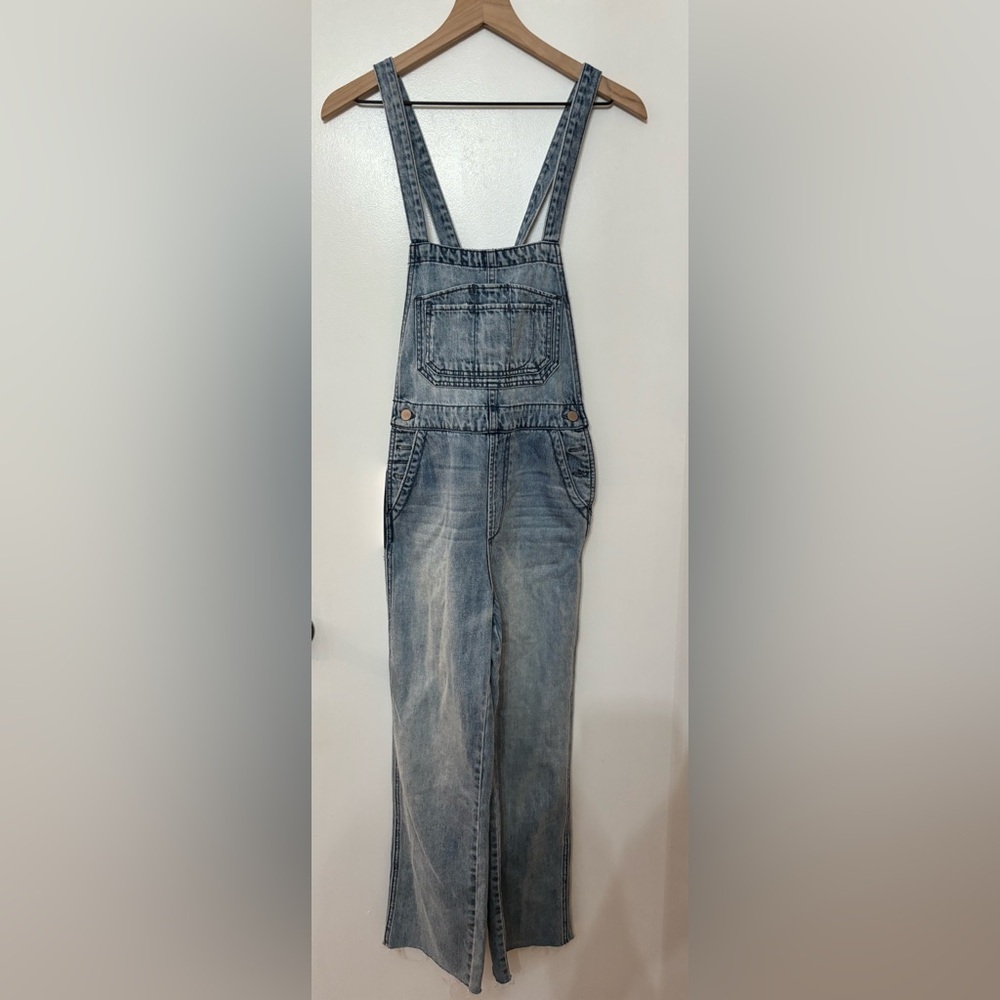 Joe's Jeans Cotton Denim Raw Hem Overalls Straight Leg Size Small